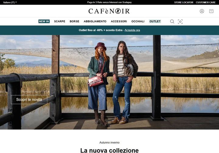 Screenshot della home page di Cafè Noir che mostra le sue offerte attive, ottenuto il 19/10/2026