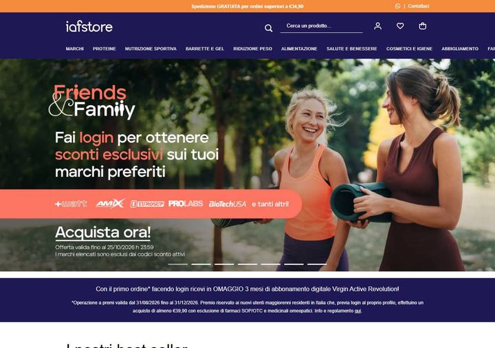 Screenshot della home page di Iafstore che mostra le sue offerte attive, ottenuto il 19/10/2026