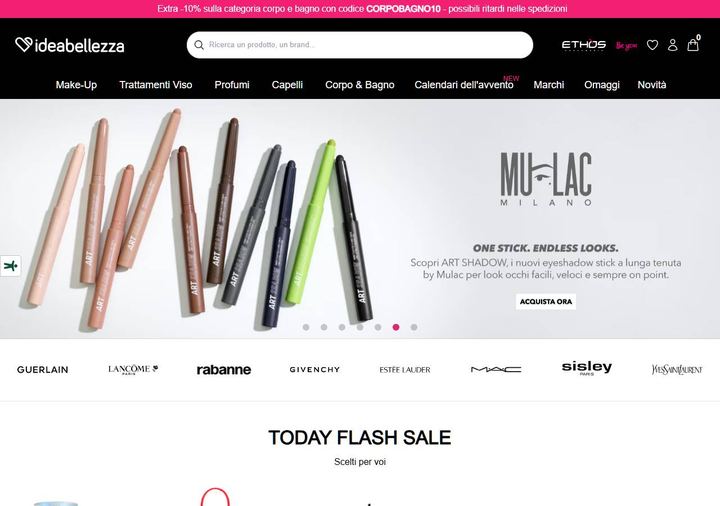 Screenshot della home page di Idea Bellezza che mostra le sue offerte attive, ottenuto il 19/10/2026