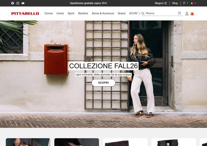 Screenshot della home page di Pittarello che mostra le sue offerte attive, ottenuto il 19/10/2026