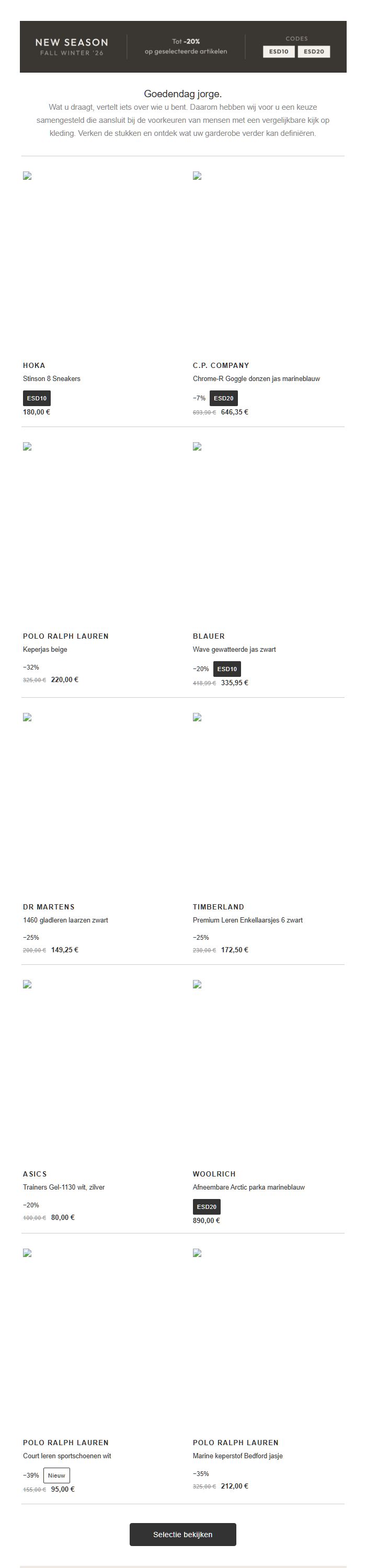 Screenshot della newsletter di Esdemarca che mostra le sue ultime offerte, ricevuto il 18/10/2026