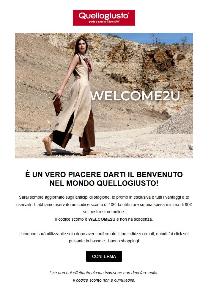 Screenshot della newsletter di Quellogiusto che mostra le sue ultime offerte, ricevuto il 09/10/2026